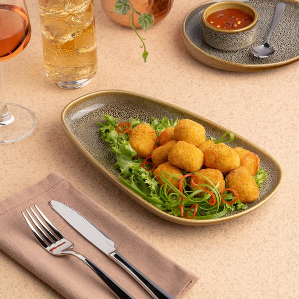 Ariane Retail 10 4/5'' x 6 1/6'' Freckles Porcelain Upala Plate - 6/Case (ARTARNC97101011) - iFoodservice Online