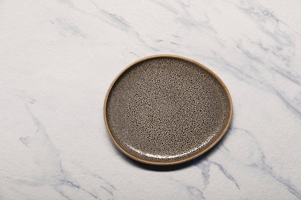 Ariane Retail 7 1/3'' x 6 1/3'' Freckles Porcelain Elevated Oval Plate - 12/Case (ARTARNC97101006) - iFoodservice Online