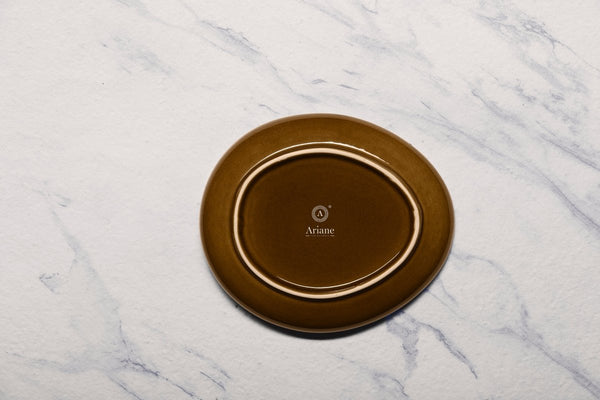 Ariane Retail 7 1/3'' x 6 1/3'' Freckles Porcelain Elevated Oval Plate - 12/Case (ARTARNC97101006) - iFoodservice Online