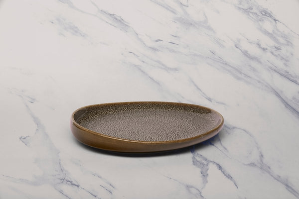 Ariane Retail 9 5/6'' x 8 7/9'' Freckles Porcelain Elevated Oval Plate - 8/Case (ARTARNC97101007) - iFoodservice Online
