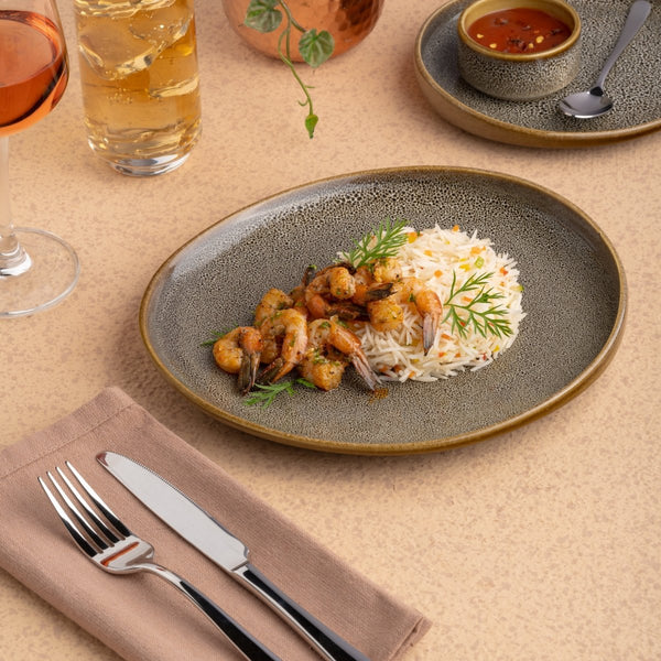 Ariane Retail 9 5/6'' x 8 7/9'' Freckles Porcelain Elevated Oval Plate - 8/Case (ARTARNC97101007) - iFoodservice Online