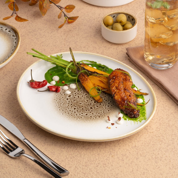 Ariane Retail 9 5/6'' x 8 7/9'' Jaguar Porcelain Elevated Oval Plate - 6/Case (ARTARND52101007) - iFoodservice Online