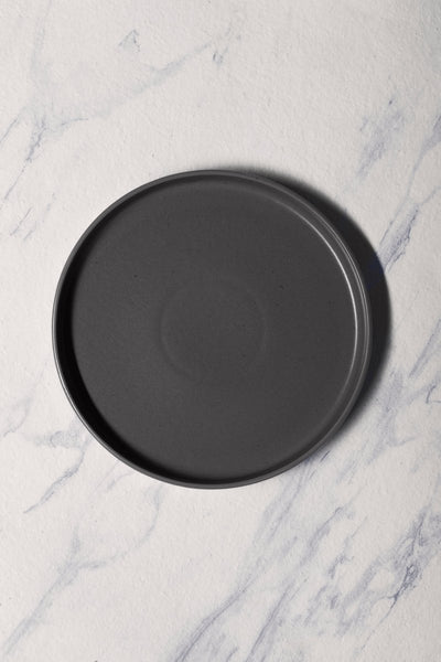 Ariane Selas 10 5/8" Selas - Charcoal Grey Dots Porcelain Short Rim Stackable Plate - 4/Case (ASEARNA05B11027) - iFoodservice Online