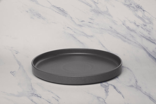 Ariane Selas 10 5/8" Selas - Charcoal Grey Dots Porcelain Short Rim Stackable Plate - 4/Case (ASEARNA05B11027) - iFoodservice Online