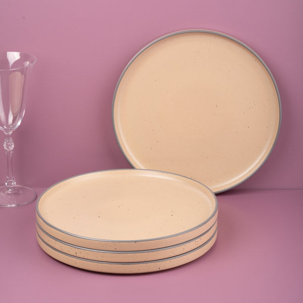 Ariane Selas 10 5/8" Selas - Dark Sand Dots Porcelain Short Rim Stackable Plate - 4/Case (ASEARNA07B11027) - iFoodservice Online