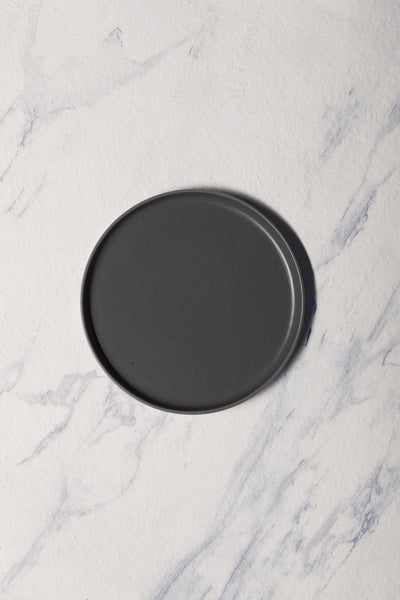 Ariane Selas 8 1/4" Selas - Charcoal Grey Dots Porcelain Short Rim Stackable Plate - 4/Case (ASEARNA05B11021) - iFoodservice Online