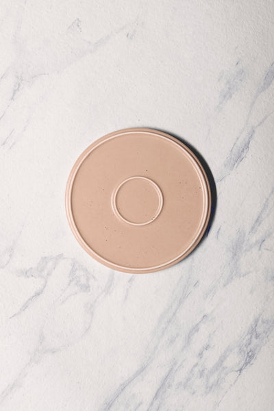 Ariane Selas 8 1/4" Selas - Dark Sand Dots Porcelain Short Rim Stackable Plate - 4/Case (ASEARNA07B11021) - iFoodservice Online