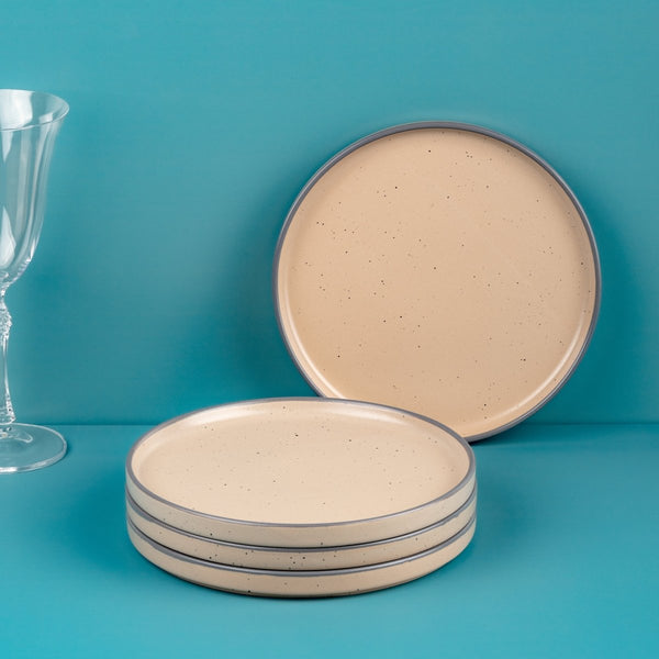 Ariane Selas 8 1/4" Selas - Dark Sand Dots Porcelain Short Rim Stackable Plate - 4/Case (ASEARNA07B11021) - iFoodservice Online