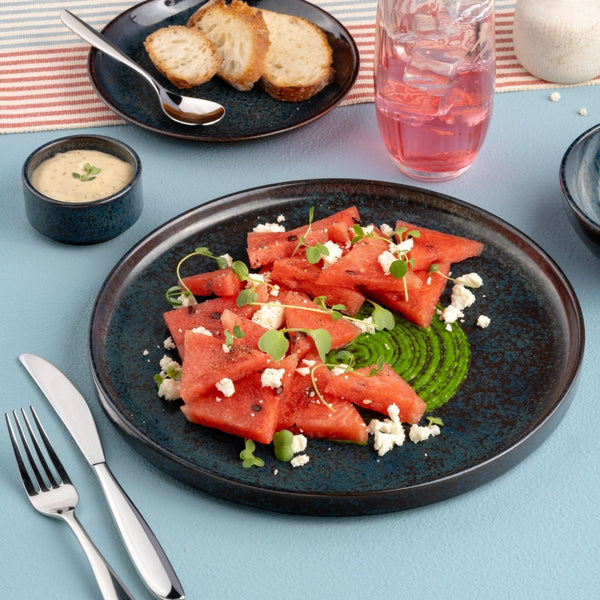 Ariane Selas 9 5/6" Equinox Porcelain Short Rim Stackable Plate - 4/Case (ASEARND66B11025) - iFoodservice Online