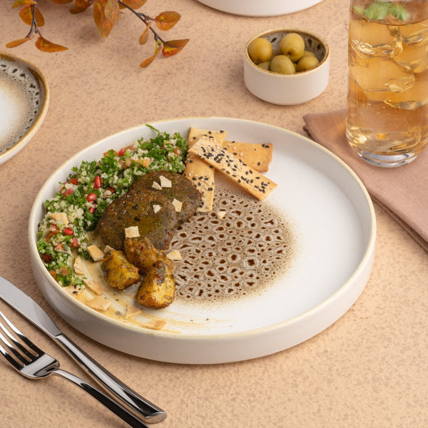 Ariane Selas 9 5/6" Jaguar Porcelain Stackable Plate - 4/Case (ASEARND52A11025) - iFoodservice Online