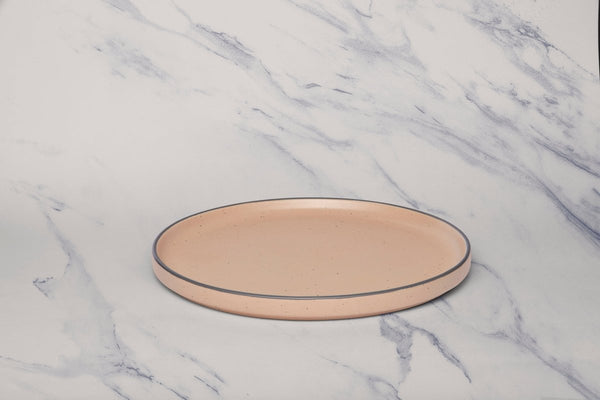 Ariane Selas 9 5/6" Selas - Dark Sand Dots Porcelain Short Rim Stackable Plate - 4/Case (ASEARNA07B11025) - iFoodservice Online