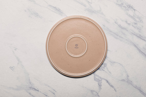 Ariane Selas 9 5/6" Selas - Dark Sand Dots Porcelain Short Rim Stackable Plate - 4/Case (ASEARNA07B11025) - iFoodservice Online