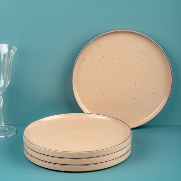 Ariane Selas 9 5/6" Selas - Dark Sand Dots Porcelain Short Rim Stackable Plate - 4/Case (ASEARNA07B11025) - iFoodservice Online