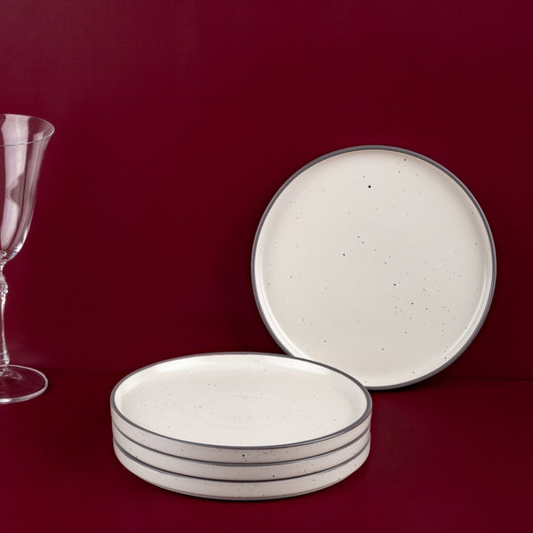 Ariane Selas 9 5/6" Selas - Linen Dots Porcelain Short Rim Stackable Plate - 4/Case (ASEARNA03B11025) - iFoodservice Online