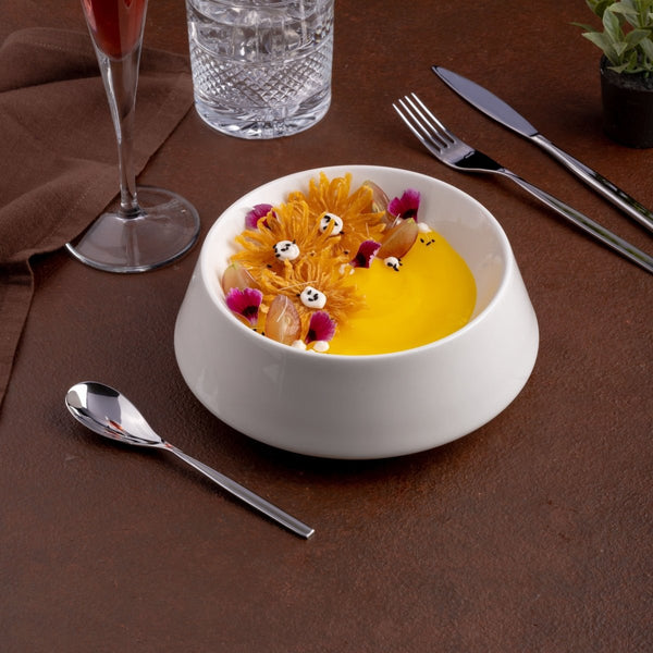 Ariane Slide 9 4/9" Slide - Warm White Porcelain Bowl - 2/Case (ADEARN000022024) - iFoodservice Online