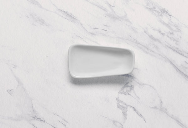 Ariane Vital 3 1/7" x 1 2/3" Vital Rectangle - Warm White Porcelain Rectangle Plate - 24/Case (AVRARN000011008) - iFoodservice Online