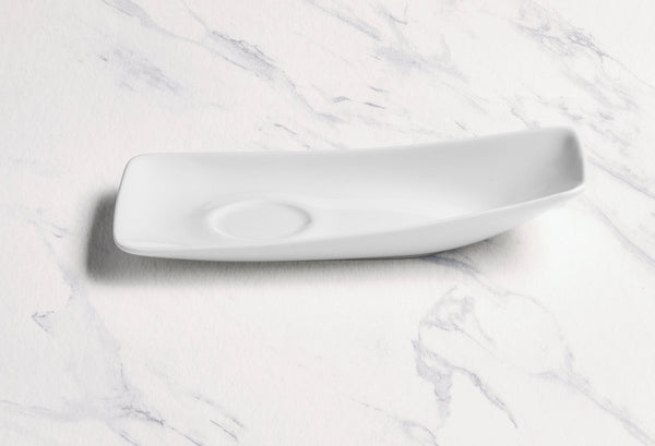 Ariane Vital 7 2/3" x 4 1/7" Warm White Porcelain Rectangle Saucer - 12/Case (AVRARN000014019) - iFoodservice Online