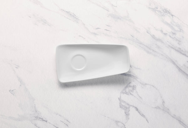 Ariane Vital 7 2/3" x 4 1/7" Warm White Porcelain Rectangle Saucer - 12/Case (AVRARN000014019) - iFoodservice Online