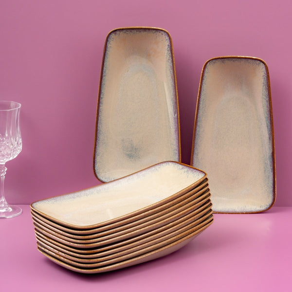 Ariane Vital 9 4/9" x 5 1/8" Splash Beige Porcelain Rectangle Plate - 12/Case (AVRARN257011024) - iFoodservice Online