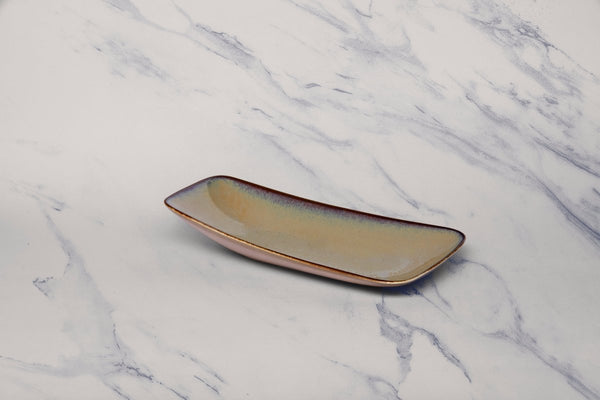 Ariane Vital 9 4/9" x 5 1/8" Splash Beige Porcelain Rectangle Plate - 12/Case (AVRARN257011024) - iFoodservice Online