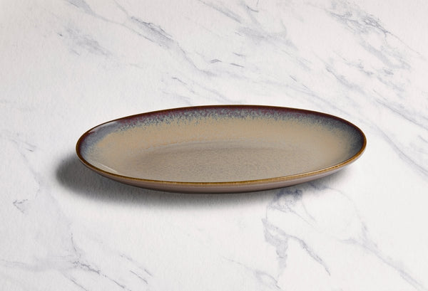 Ariane Vital Coupe 10 1/4" Splash Beige Porcelain Coupe Oval Plate - 12/Case (AVCARN257015026) - iFoodservice Online