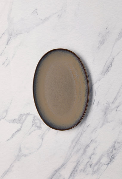 Ariane Vital Coupe 10 1/4" Splash Beige Porcelain Coupe Oval Plate - 12/Case (AVCARN257015026) - iFoodservice Online