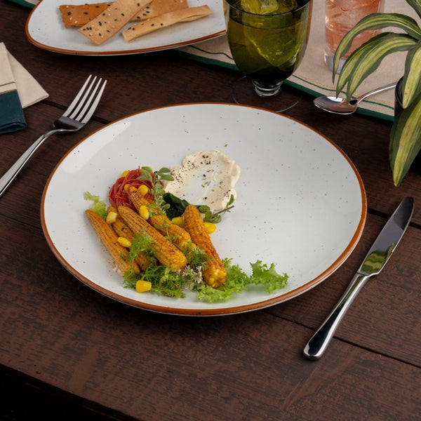 Ariane Vital Coupe 10 5/8" Terra Arena White Porcelain Coupe Round Rimless Plate - 6/Case (AVCARN205011027) - iFoodservice Online