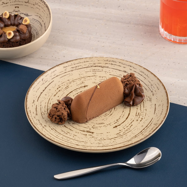 Ariane Vital Coupe 10 5/8" Tornado - Sand Dollar Gray Porcelain Coupe Round Rimless Plate - 6/Case (AVCARN428011027) - iFoodservice Online