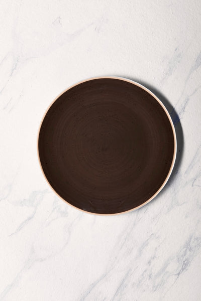 Ariane Vital Coupe 10 5/8" Twister Mokka Dark Brown Porcelain Coupe Round Rimless Plate - 6/Case (AVCARN263011027) - iFoodservice Online