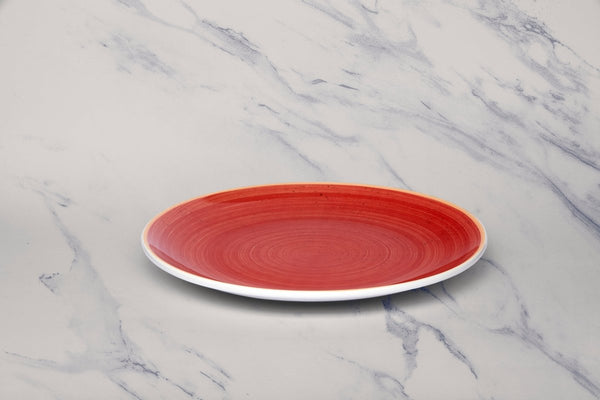 Ariane Vital Coupe 10 5/8" Twister Red Porcelain Coupe Round Rimless Plate - 6/Case (AVCARN204011027) - iFoodservice Online