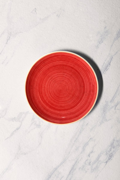 Ariane Vital Coupe 10 5/8" Twister Red Porcelain Coupe Round Rimless Plate - 6/Case (AVCARN204011027) - iFoodservice Online