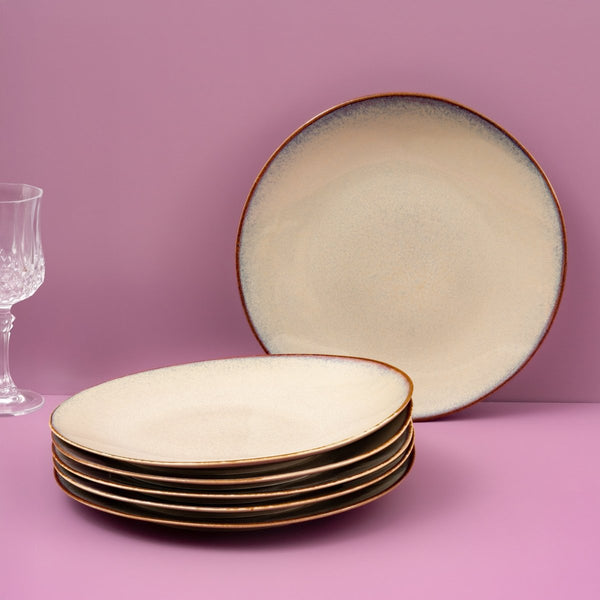 Ariane Vital Coupe 11 3/7" Splash Beige Porcelain Elevated Plate - 6/Case (AVCARN257111029) - iFoodservice Online