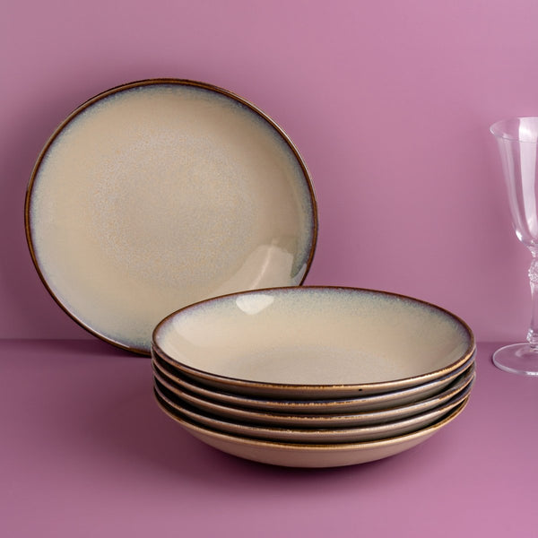 Ariane Vital Coupe 11" Splash Beige Porcelain Coupe Round Wok Deep Plate - 6/Case (AVCARN257012003) - iFoodservice Online