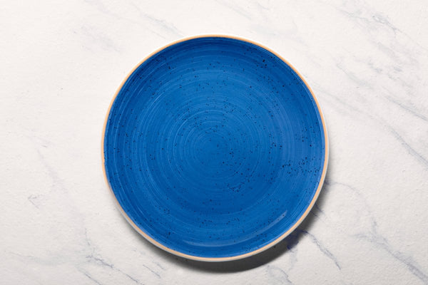 Ariane Vital Coupe 12 1/5" Twister Blue Porcelain Coupe Round Rimless Plate - 6/Case (AVCARN264011031) - iFoodservice Online