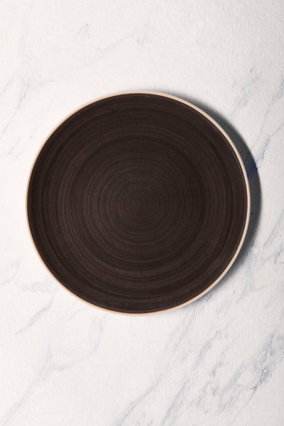 Ariane Vital Coupe 12 1/5" Twister Mokka Drak Brown Porcelain Coupe Round Rimless Plate - 6/Case (AVCARN263011031) - iFoodservice Online