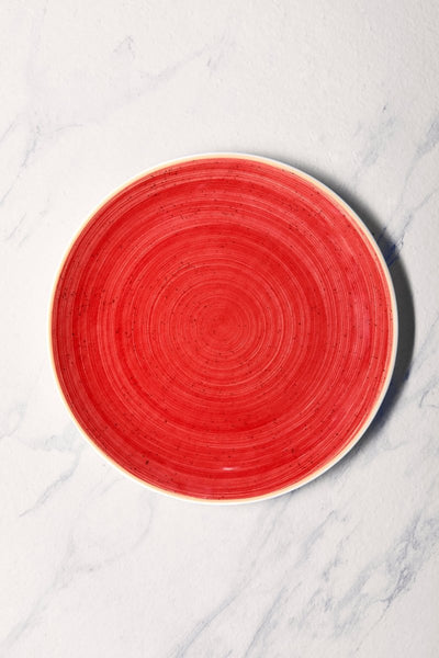 Ariane Vital Coupe 12 1/5" Twister Red Porcelain Coupe Round Rimless Plate - 6/Case (AVCARN204011031) - iFoodservice Online