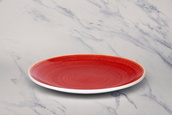 Ariane Vital Coupe 12 1/5" Twister Red Porcelain Coupe Round Rimless Plate - 6/Case (AVCARN204011031) - iFoodservice Online