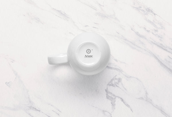 Ariane Vital Coupe 12 1/6 Oz Vital Coupe - Warm White Porcelain Coupe Linear Mug - 6/Case (AVCARN000054036) - iFoodservice Online