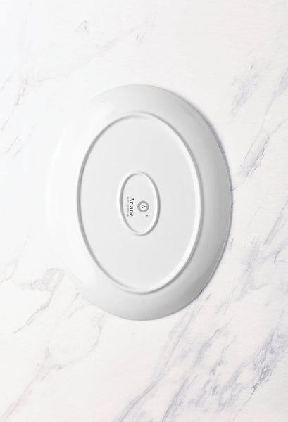 Ariane Vital Coupe 12" Vital Coupe - Warm White Porcelain Coupe Oval Burger Plate - 6/Case (AVCARN000015031) - iFoodservice Online