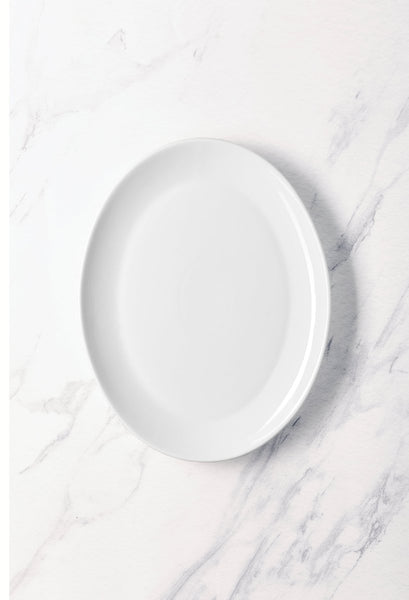 Ariane Vital Coupe 12" Vital Coupe - Warm White Porcelain Coupe Oval Burger Plate - 6/Case (AVCARN000015031) - iFoodservice Online