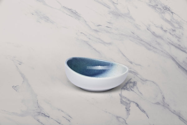 Ariane Vital Coupe 4 5/7" White & Blue Porcelain Coupe Bowl - 12/Case (AVCARND65022012) - iFoodservice Online