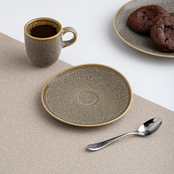 Ariane Vital Coupe 5 1/8" Freckles Porcelain Coupe Elevated Espresso Saucer - 12/Case (AVCARNC97014013) - iFoodservice Online