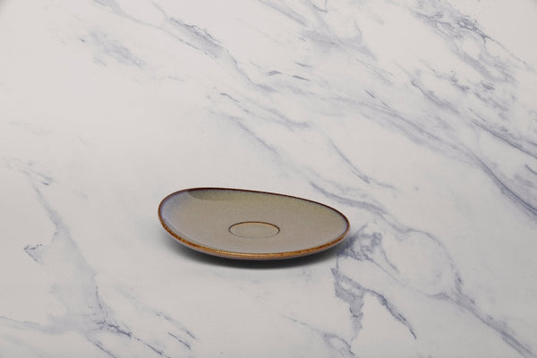 Ariane Vital Coupe 5 1/8" Splash Beige Porcelain Coupe Elevated Espresso Saucer - 12/Case (AVCARN257014013) - iFoodservice Online