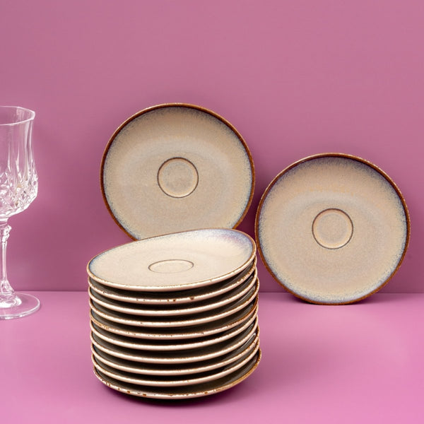 Ariane Vital Coupe 5 1/8" Splash Beige Porcelain Coupe Elevated Espresso Saucer - 12/Case (AVCARN257014013) - iFoodservice Online