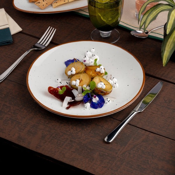 Ariane Vital Coupe 7" Terra Arena Porcelain Coupe Round Rimless Plate - 12/Case (AVCARN205011018) - iFoodservice Online