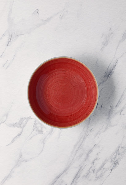 Ariane Vital Coupe 7" Twister Red Porcelain Coupe Round Deep Plate - 6/Case (AVCARN204012018) - iFoodservice Online
