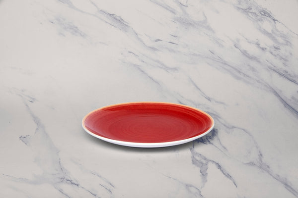 Ariane Vital Coupe 7" Twister Red Porcelain Coupe Round Rimless Plate - 12/Case (AVCARN204011018) - iFoodservice Online