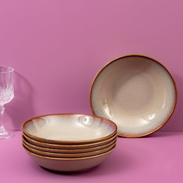 Ariane Vital Coupe 8 1/4" Splash Beige Porcelain Coupe Round Deep Plate - 6/Case (AVCARN257012001) - iFoodservice Online