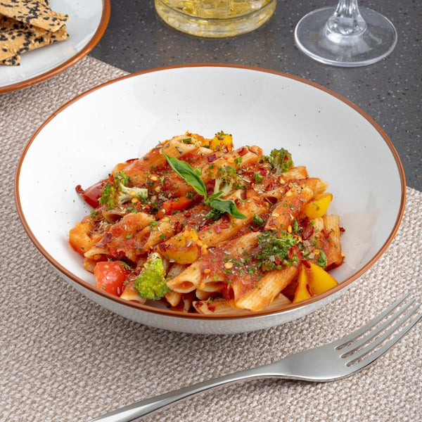 Ariane Vital Coupe 8 1/4" Terra Arena White Porcelain Coupe Round Deep Plate - 6/Case (AVCARN205012001) - iFoodservice Online