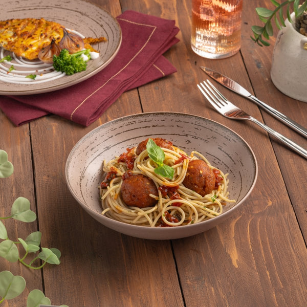 Ariane Vital Coupe 8 1/4" Tornado - Dessert Sage Gray Porcelain Coupe Round Deep Plate - 6/Case (AVCARN429012001) - iFoodservice Online